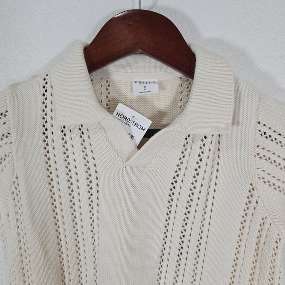 NWT Pacsun Kids' Finn Open Stitch Polo Sweater Size‎ 8 M 100% Cotton Off-white - Picture 3 of 8